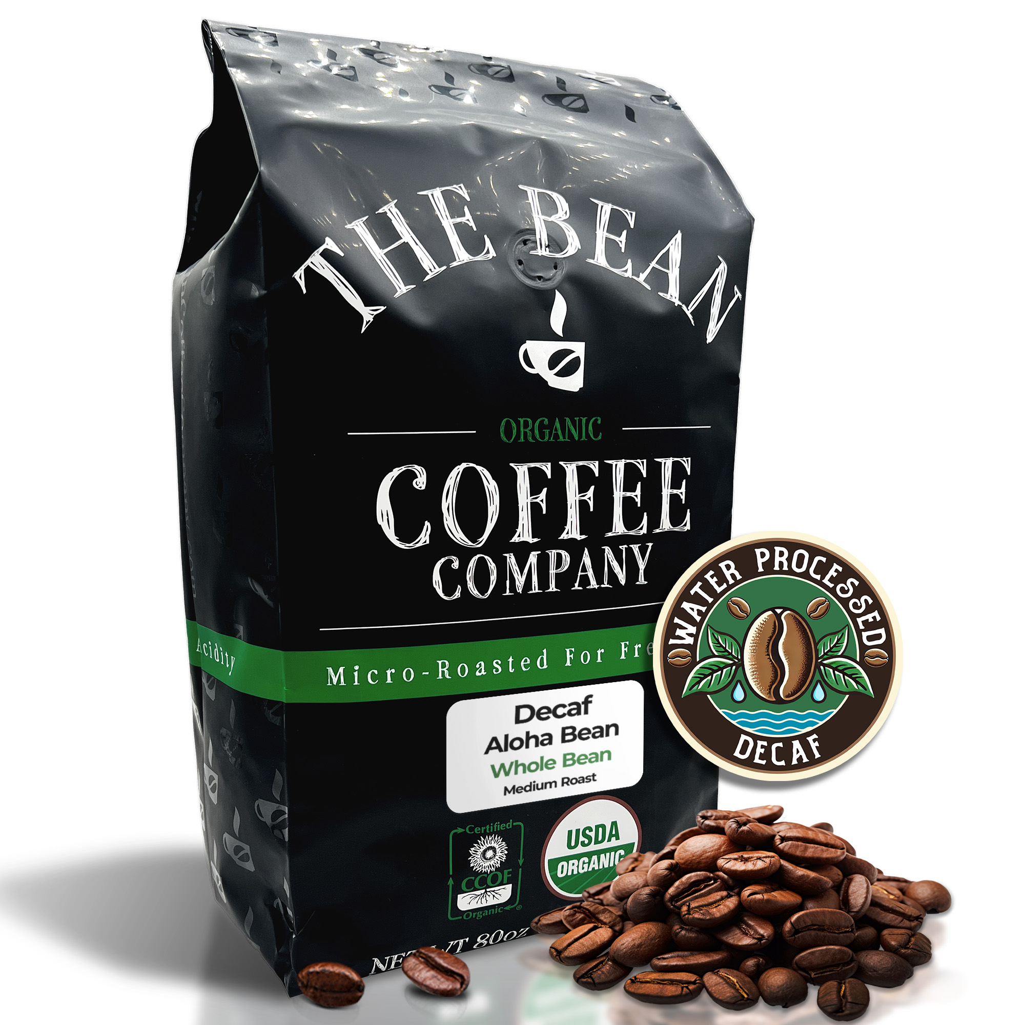The Bean Organic Coffee Company Aloha Bean Hawaiian Hazelnut Coffee Organic Medium Roast Decaf Ground Smooth Flavor 16-Ounce Bag