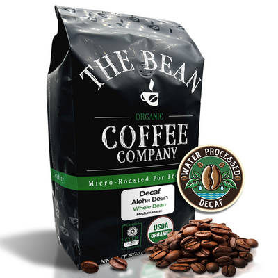 The Bean Organic Coffee Company Aloha Bean Hawaiian Hazelnut Coffee Organic Medium Roast Decaf Ground Smooth Flavor 16-Ounce Bag