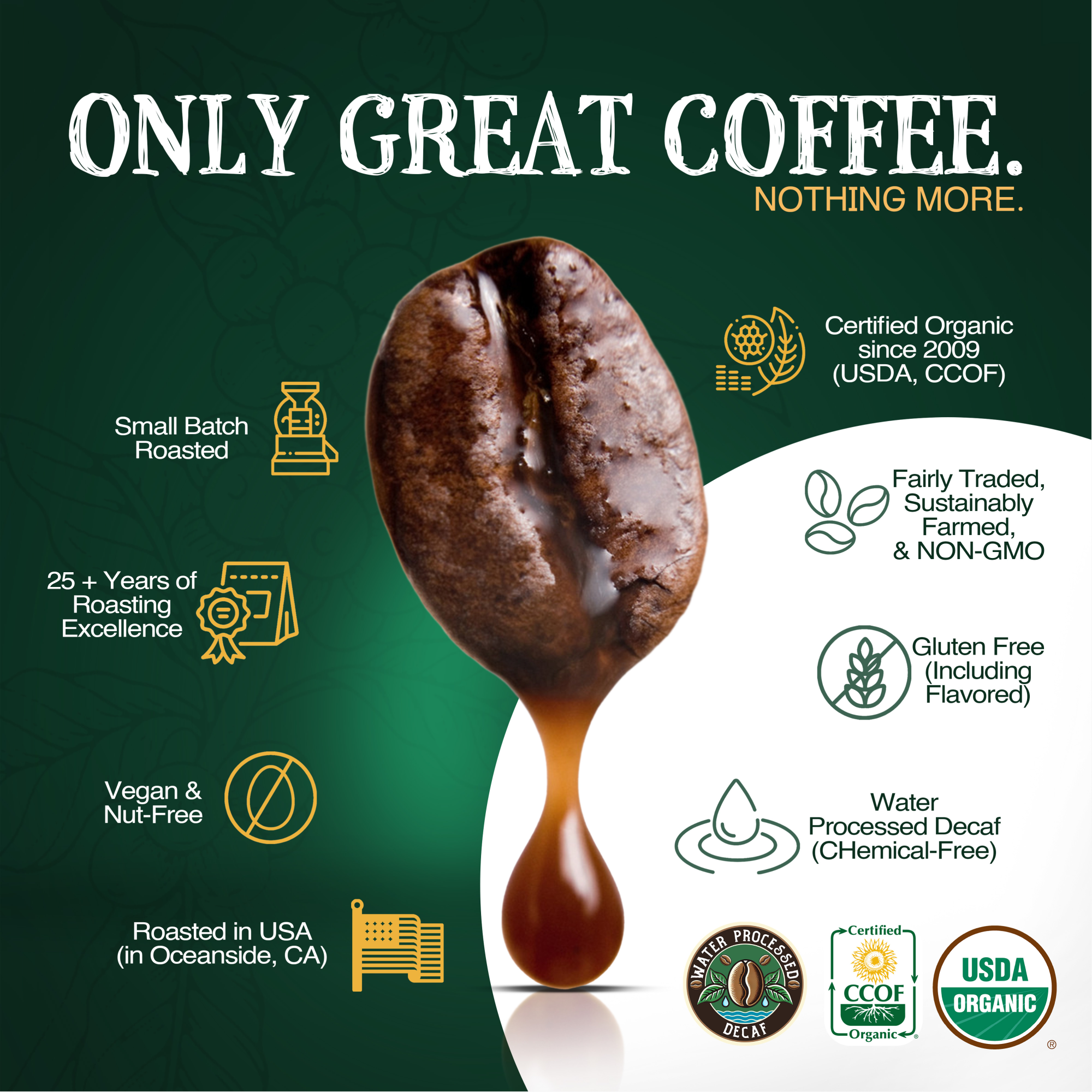 DECAF Organic Holiday Bean ~ Vanilla Cinnamon Spice Flavored Coffee