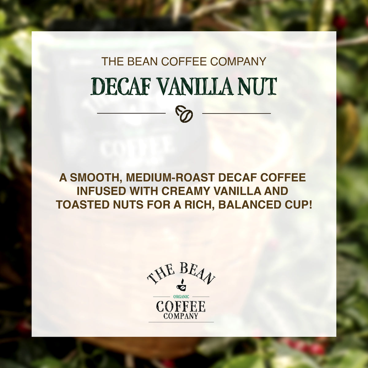 DECAF Organic Vanilla Nut Flavored Coffee