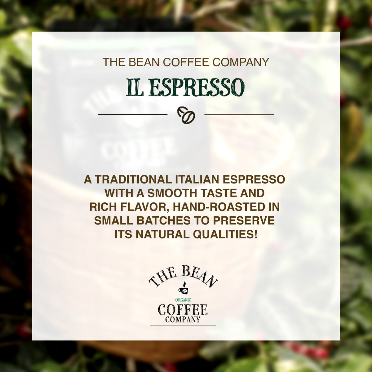 Organic Il Espresso ~ Classic Dark Roast Coffee