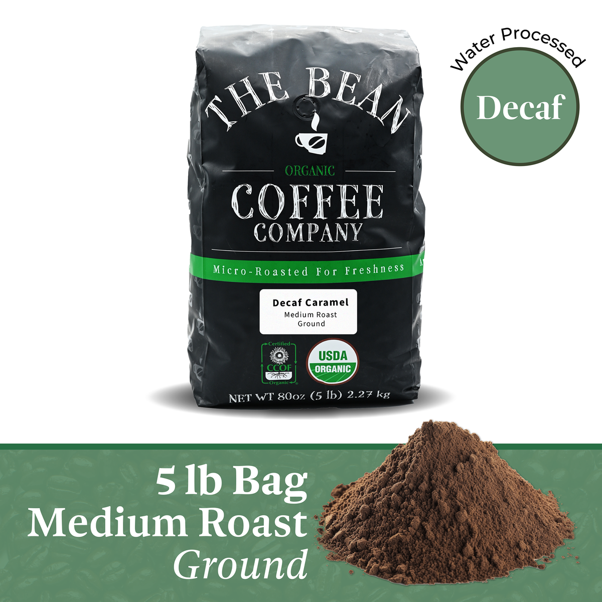 DECAF Organic Caramel Flavored Coffee, 5 lb ground bag