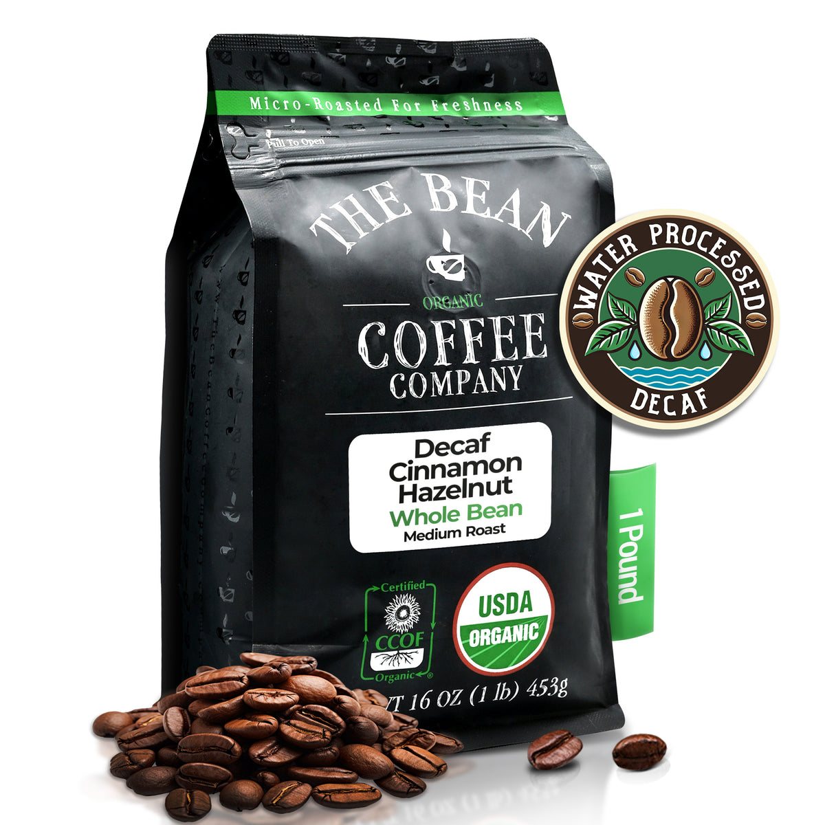 Organic Decaf Cinnamon Hazelnut Coffee, 1 lb whole bean bag