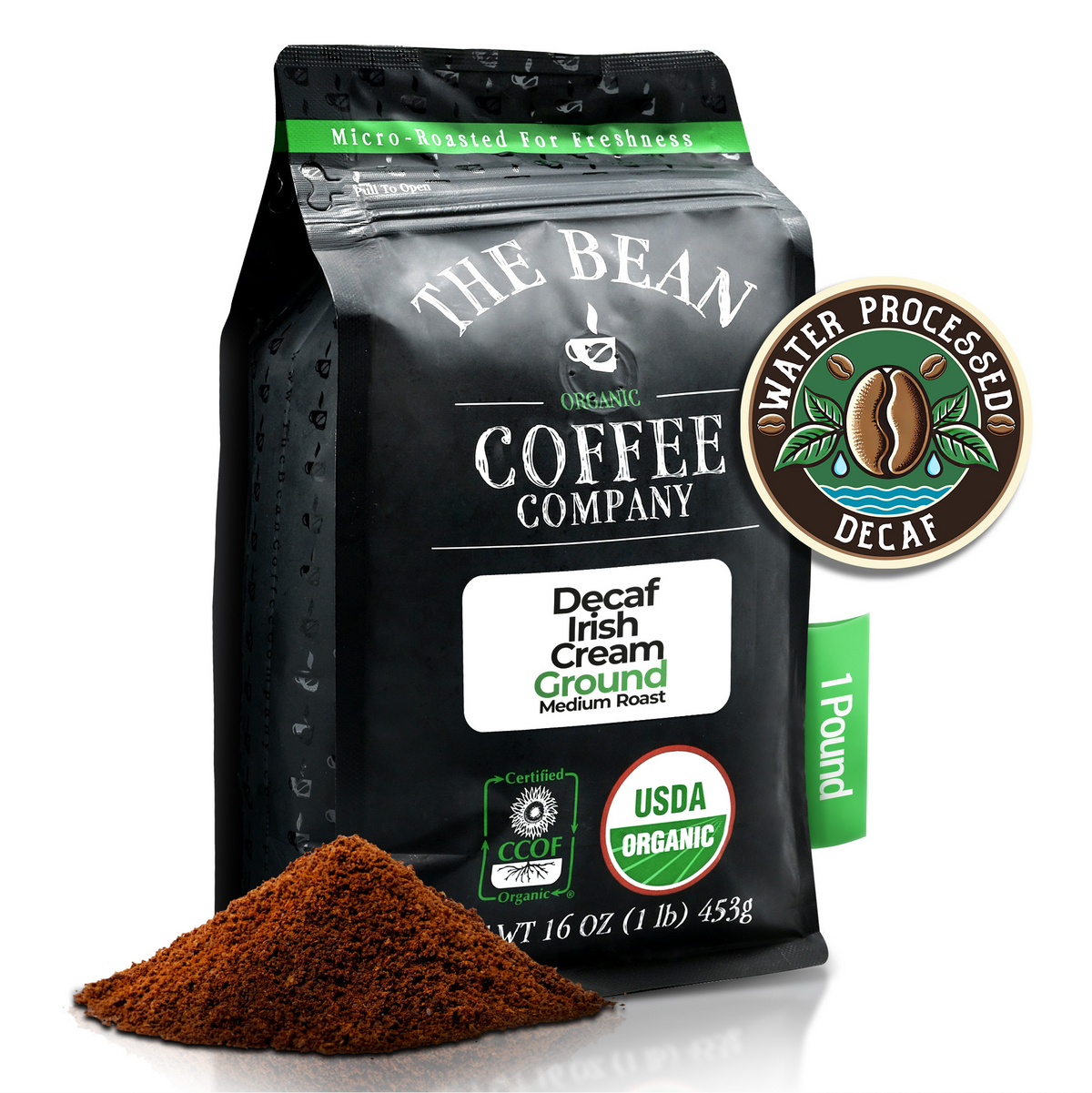 DECAF Organic Irish Cream Coffee, 1 lb ground bag