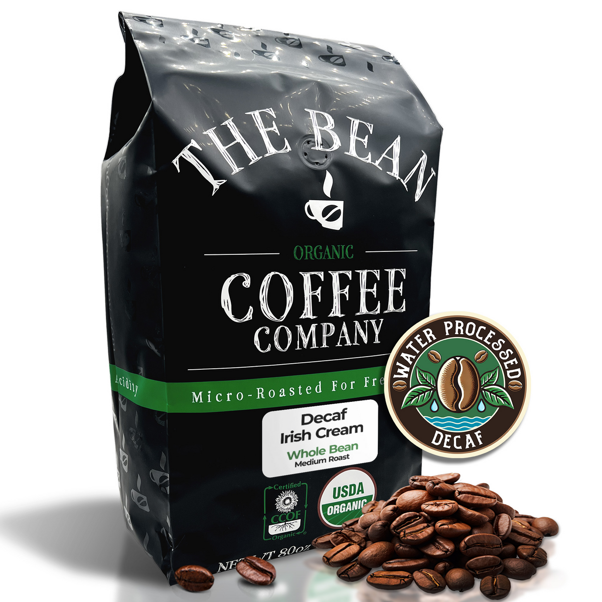DECAF Organic Irish Cream Coffee, 5 lb whole bean bag