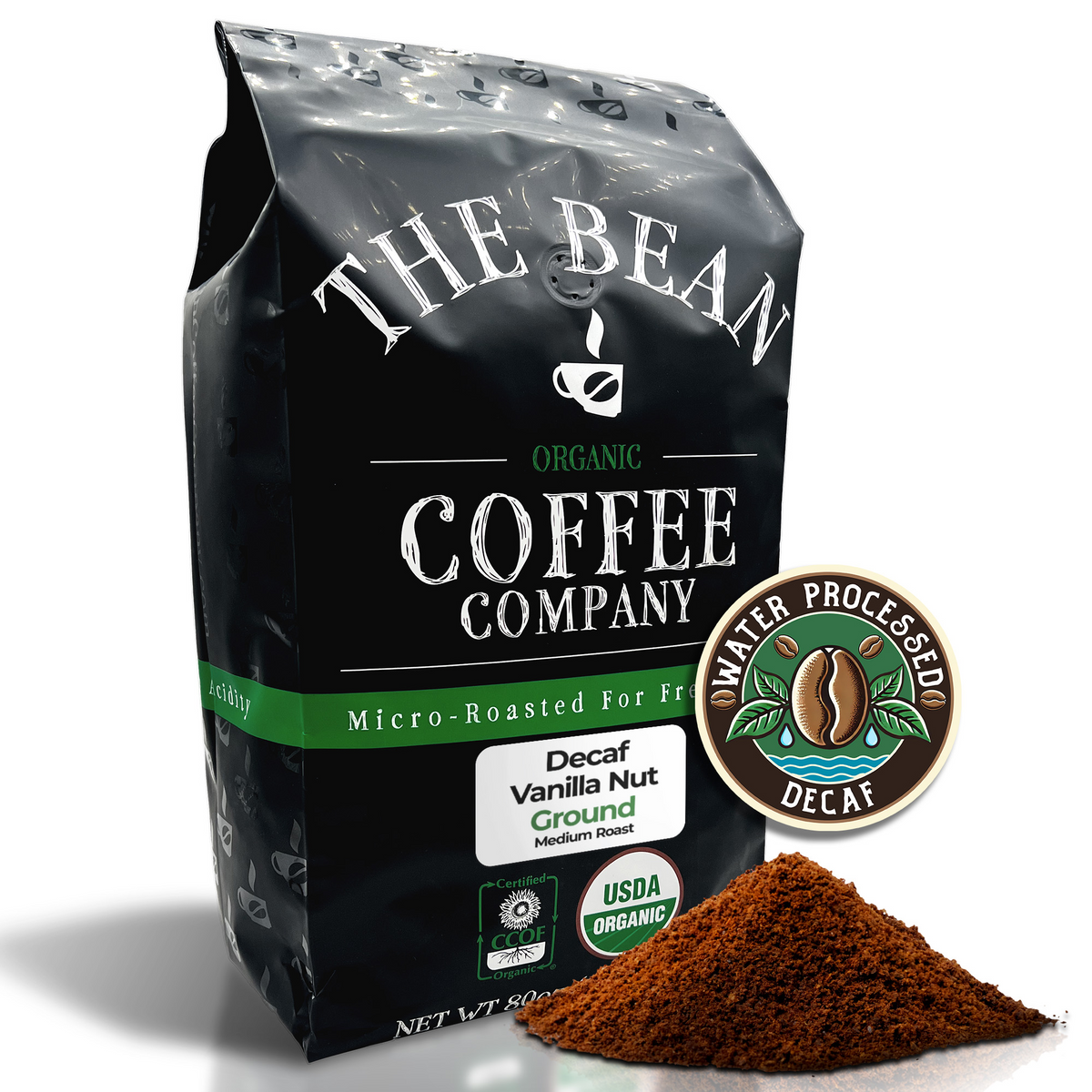 DECAF Organic Vanilla Nut Flavored Coffee, 5 lb ground bag