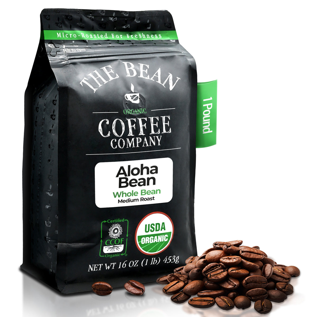 Organic Aloha Bean ~ Hawaiian Hazelnut Coffee, 1 lb whole bean bag
