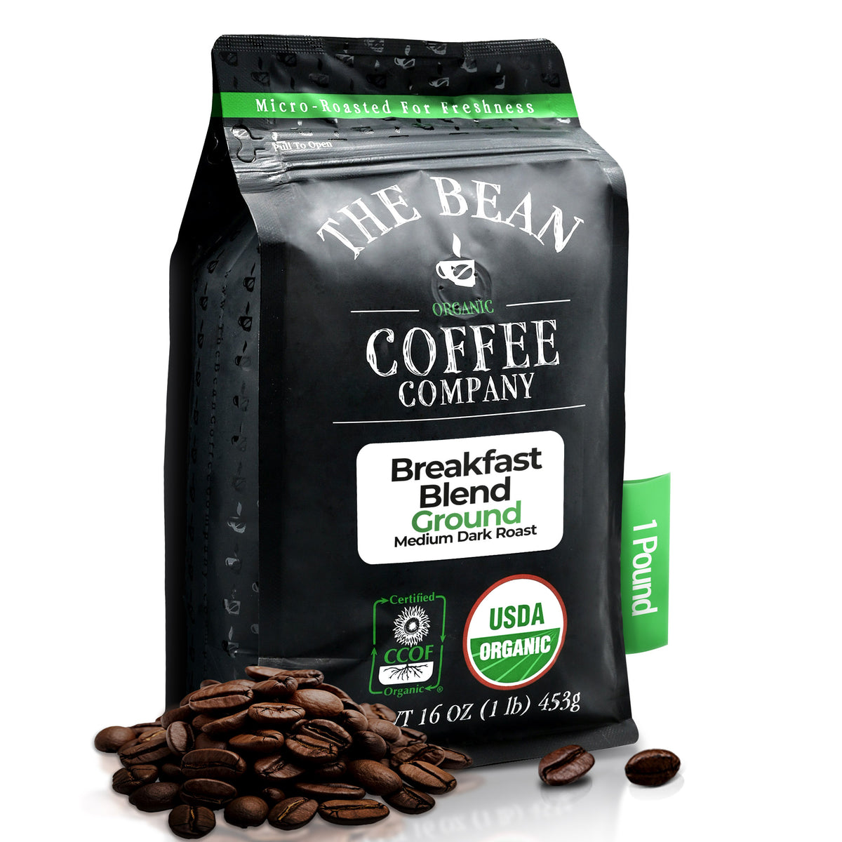 Organic Breakfast Blend Coffee, 1 lb whole bean bag