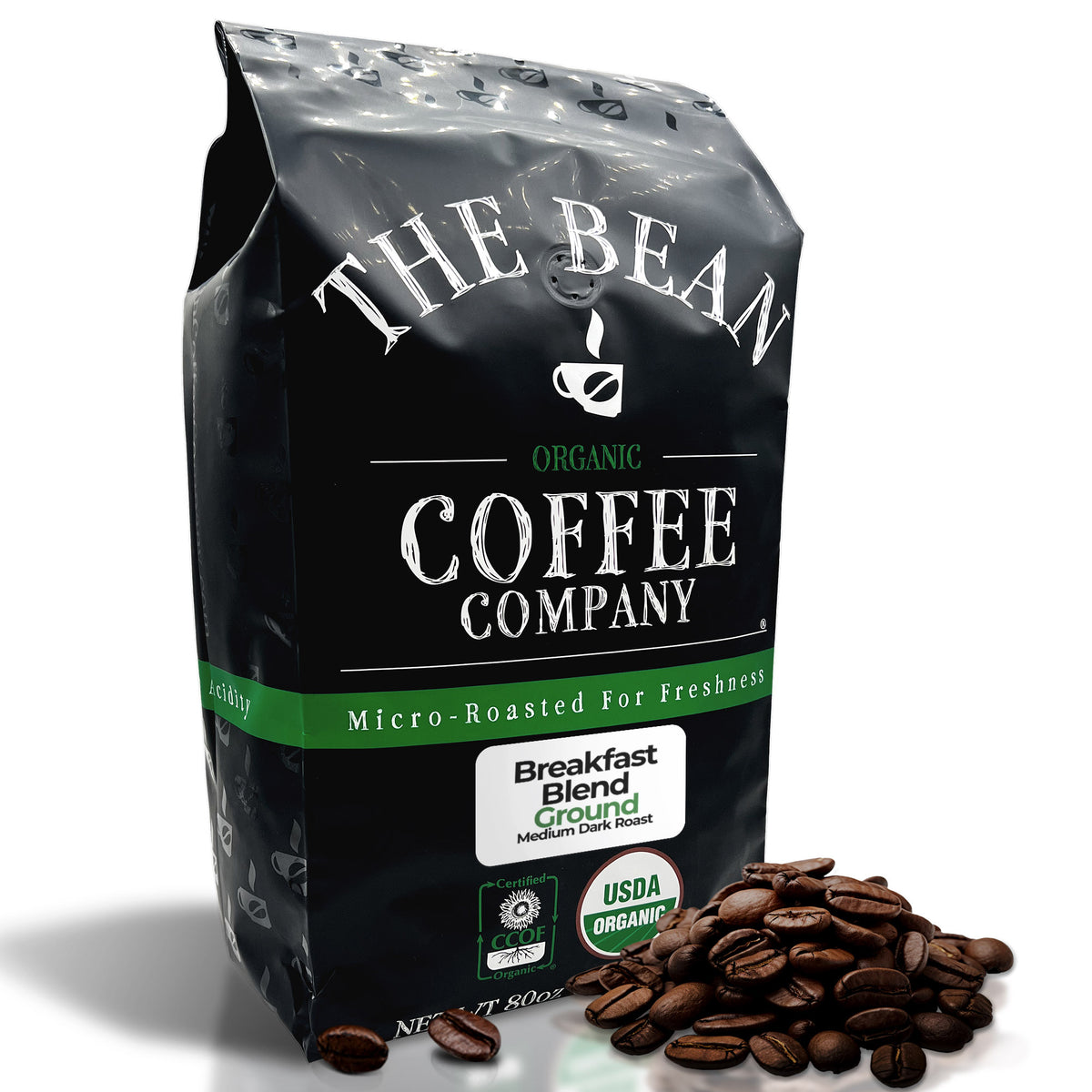 Organic Breakfast Blend Coffee, 5 lb whole bean bag