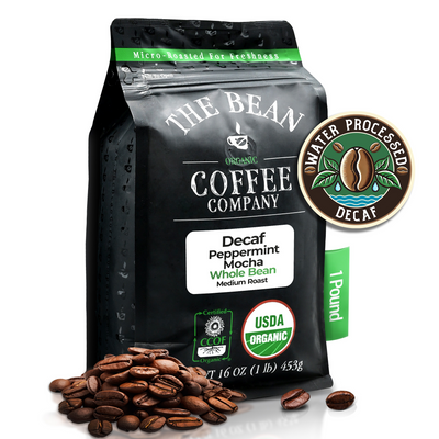DECAF Organic Peppermint Mocha Flavored Coffee