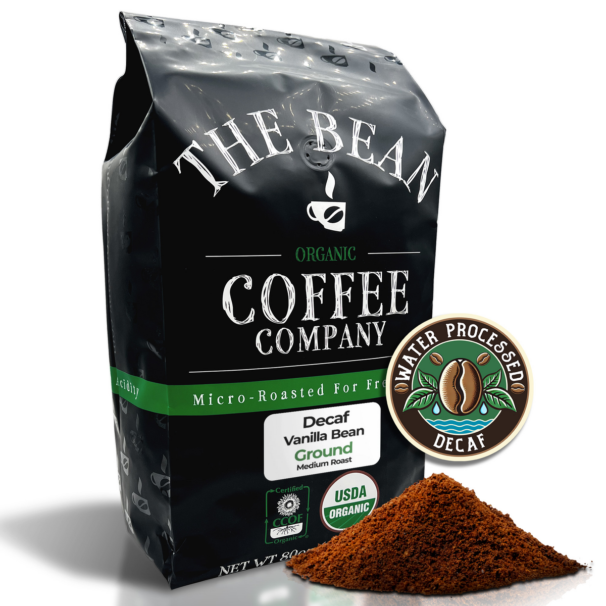 DECAF Organic Vanilla Bean Flavored Coffee, 5 lb ground bag