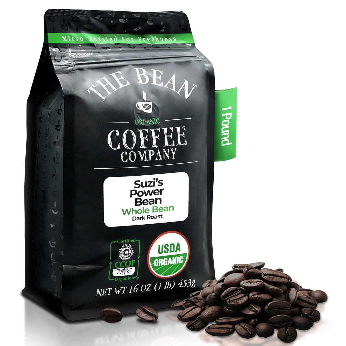 Organic Suzi's Power Bean Coffee, 1 lb whole bean bag